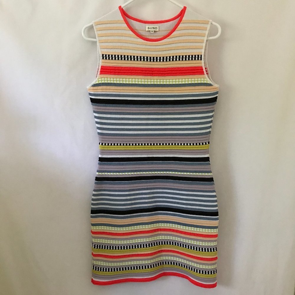 SUNO Multicolor Striped Sleeveless Dress